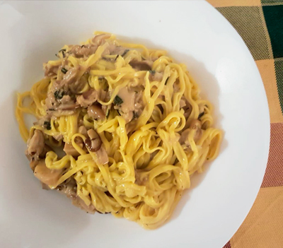 Piatti di tagliolini ai funghi